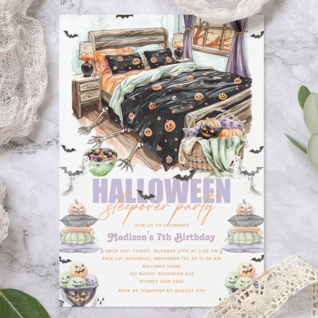 Spooky Halloween Sleepover Birthday Bash Invitation (Creator Uploaded)