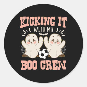 Spooky Halloween Soccer Kicking It With My Boo Cre Classic Round Sticker