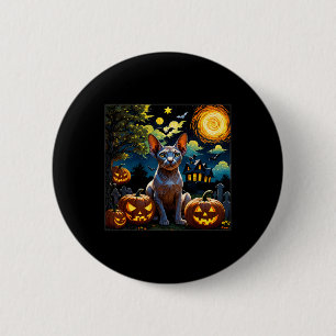 Spooky Halloween Sphynx Starry Night 6 Cm Round Badge