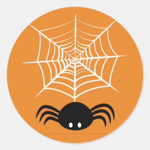 Spooky Halloween Spider Illustration Classic Round Sticker