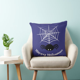 Spooky Halloween Spider Illustration Cushion