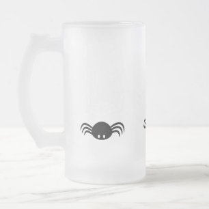 Spooky Halloween Spider Illustration Frosted Glass Beer Mug