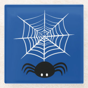 Spooky Halloween Spider Illustration Glass Coaster