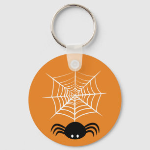 Spooky Halloween Spider Illustration Key Ring