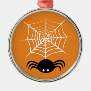 Spooky Halloween Spider Illustration Metal Tree Decoration