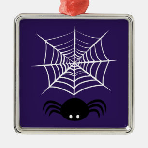 Spooky Halloween Spider Illustration Metal Tree Decoration
