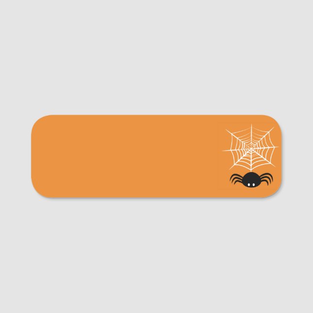 Spooky Halloween Spider Illustration Name Tag (Front)