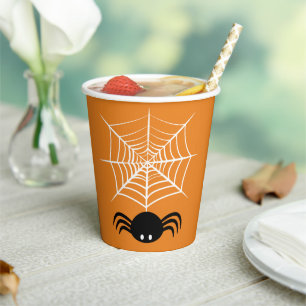 Spooky Halloween Spider Illustration Paper Cups