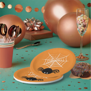 Spooky Halloween Spider Illustration Paper Plate
