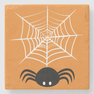 Spooky Halloween Spider Illustration Stone Coaster