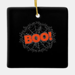 Spooky Halloween Spider Web Boo Gift Idea Ceramic Ornament