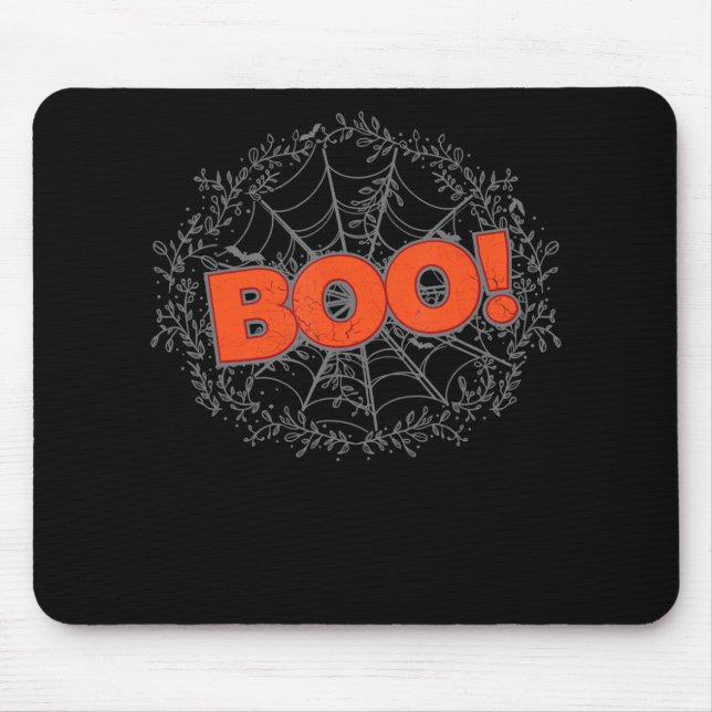 Spooky Halloween Spider Web Boo Gift Idea Mouse Mat (Front)
