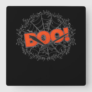 Spooky Halloween Spider Web Boo Gift Idea Square Wall Clock