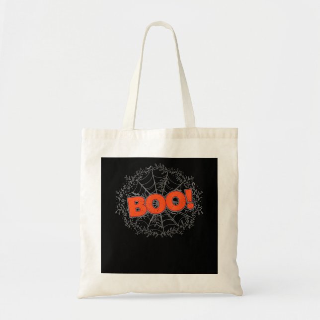 Spooky Halloween Spider Web Boo Gift Idea Tote Bag (Front)