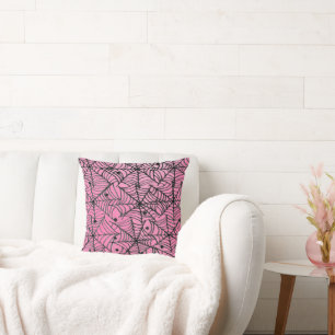 Spooky Halloween Spider Webs on Pink Cushion