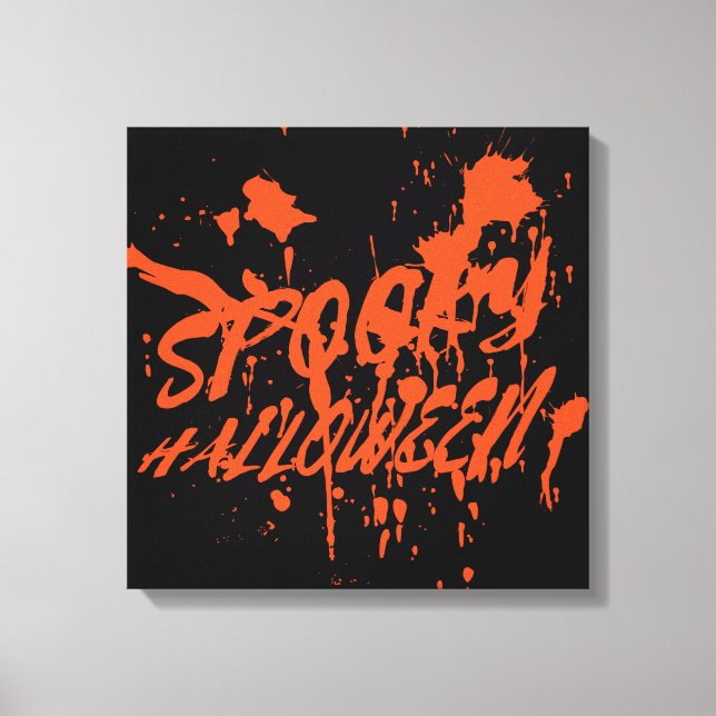 Spooky Halloween Splash Retro Red Orange Horror Canvas Print (Front)