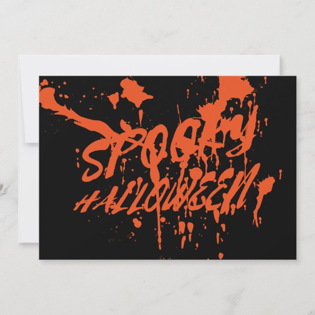 Spooky Halloween Splash Retro Red Orange Horror Holiday Card (Front)