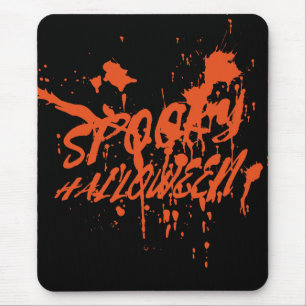 Spooky Halloween Splash Retro Red Orange Horror Mouse Mat