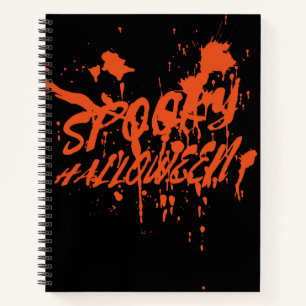 Spooky Halloween Splash Retro Red Orange Horror Notebook