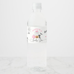 Spooky Halloween Spooky one pink little Boo Water Bottle Label