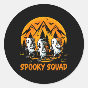 Spooky Halloween Squad Costume Boo Ghost Trekking Classic Round Sticker