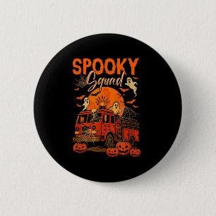 Spooky Halloween Squad Skeleton Driving Firetruck 6 Cm Round Badge