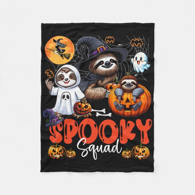 Spooky Halloween Squad Three Horror Sloths Cosplay Fleece Blanket (Front)