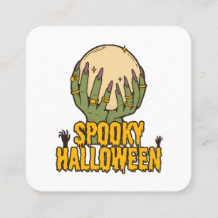 spooky halloween square business card
