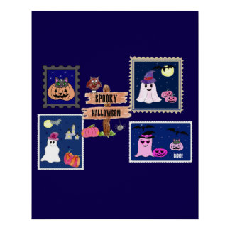 Spooky Halloween stamps Cliipart Poster