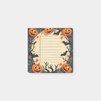 Spooky Halloween Sticky Notes with Pumpkins&Bats