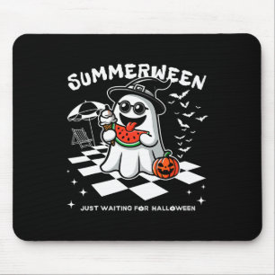 Spooky Halloween Summer Vibes Pumpkin Ghost Tee Mouse Mat