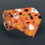 Spooky Halloween symbols classic colors pattern Tie<br><div class="desc">Spooky Halloween symbols pattern in traditional Halloween colors of yellow,  orange,  white,  and black. Cool modern design.</div>