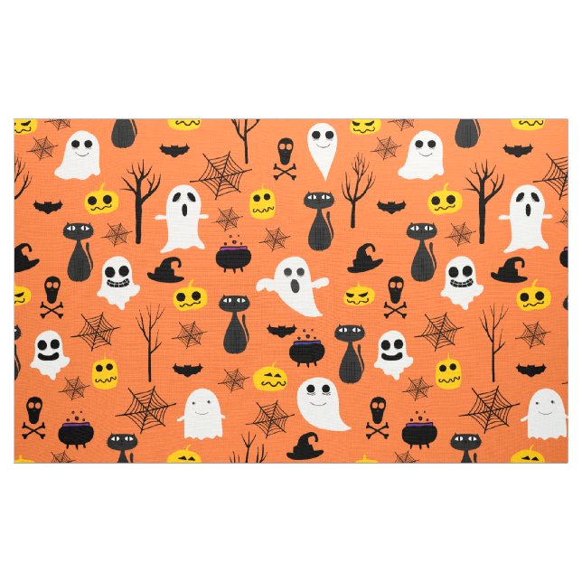 Spooky Halloween symbols pattern Fabric (Yard)