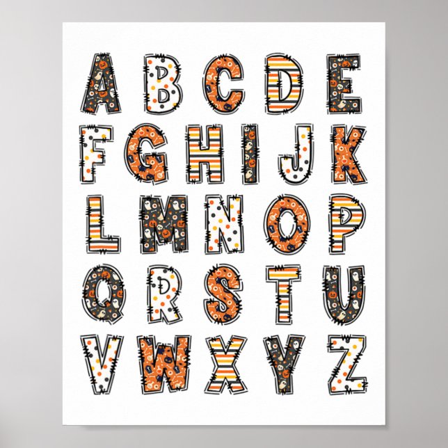Spooky Halloween Teacher Alphabet  Poster (Front)
