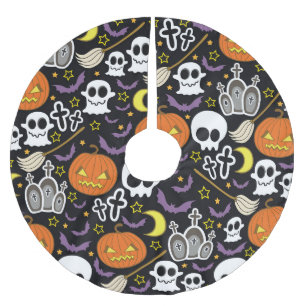 Spooky Halloween: Themed Background Design. Brushed Polyester Tree Skirt