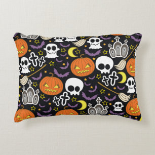 Spooky Halloween: Themed Background Design. Decorative Cushion