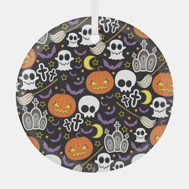 Spooky Halloween: Themed Background Design. Glass Tree Decoration (Front)