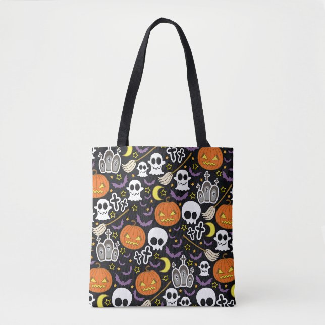 Spooky Halloween: Themed Background Design. Tote Bag (Front)