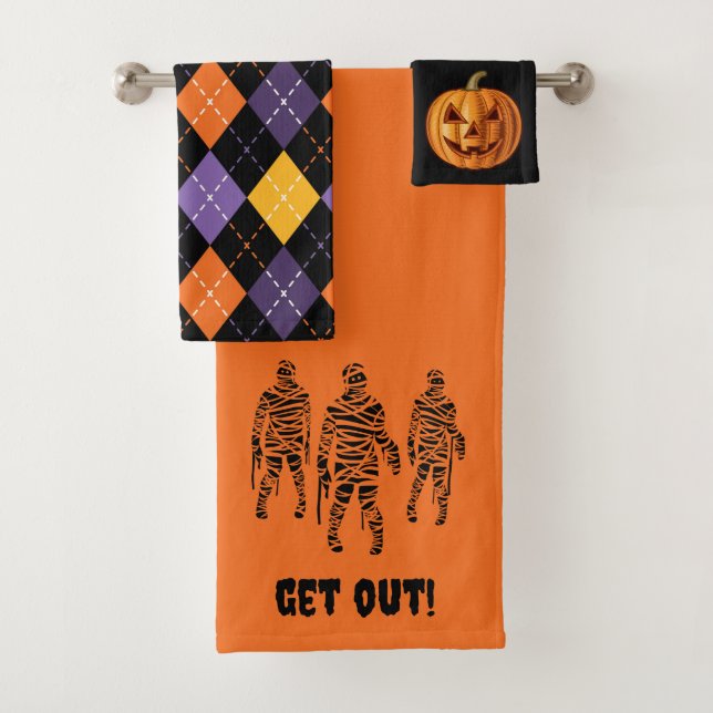 Spooky Halloween Themed Bathroom  Bath Towel Set (Insitu)