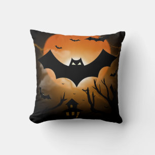 Spooky Halloween Throw Pillow Haunted House Gothic