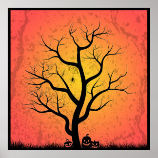 Spooky Halloween Tree Poster
