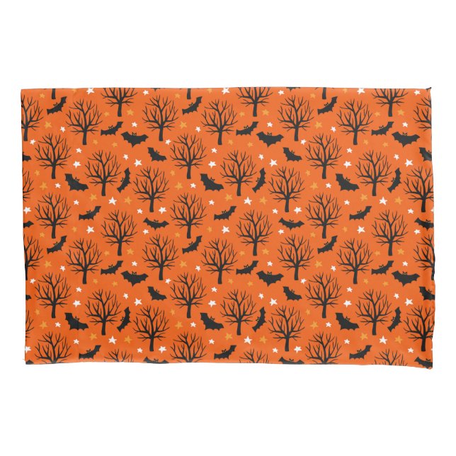 Spooky Halloween Tree with Bats and Stars Pillowcase (Front)