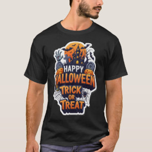 Spooky Halloween Trick or Treat graphic with haunt T-Shirt