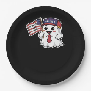 Spooky, Halloween, Trick Or Vote, I Always Get Gho Paper Plate