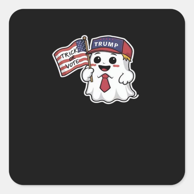 Spooky, Halloween, Trick Or Vote, I Always Get Gho Square Sticker (Front)