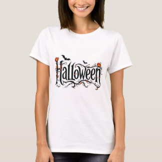 Spooky Halloween Typography T-Shirt with Pumpkins 