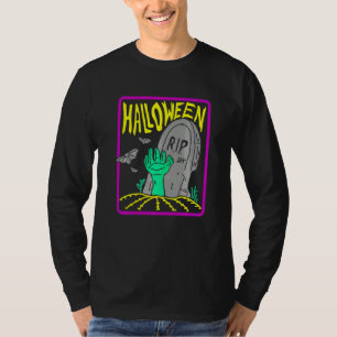 Spooky Halloween Undead Zombie Tombstone Illustrat T-Shirt