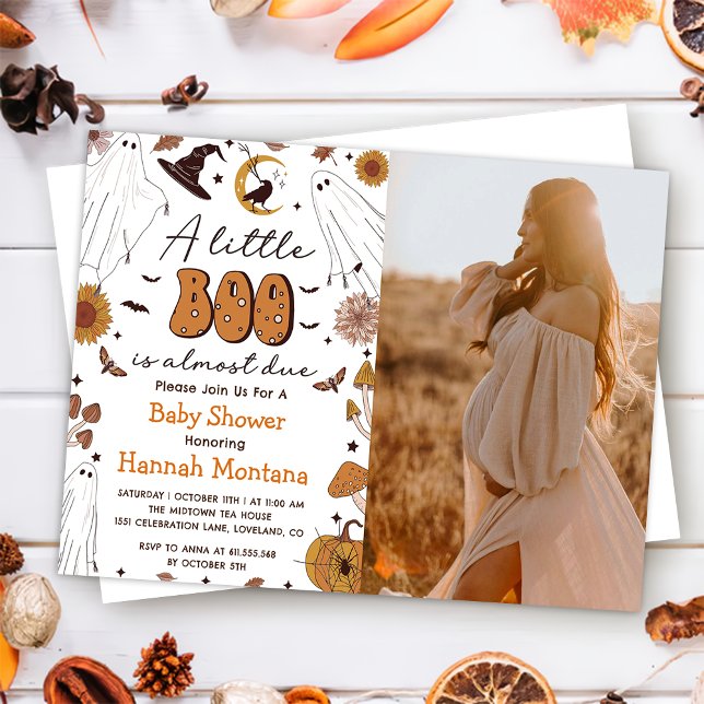 Spooky Halloween Vintage Baby Shower Party Photo Invitation (Creator Uploaded)