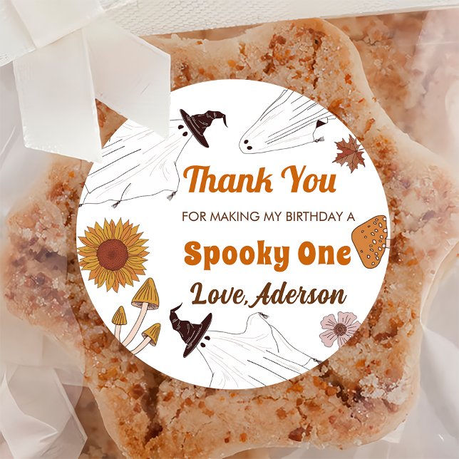  Spooky Halloween Vintage Birthday Party  Classic Round Sticker (Creator Uploaded)