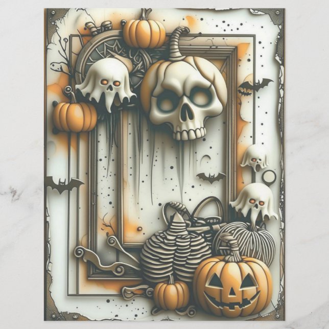 Spooky Halloween Vintage Scrapbook Paper (Front)